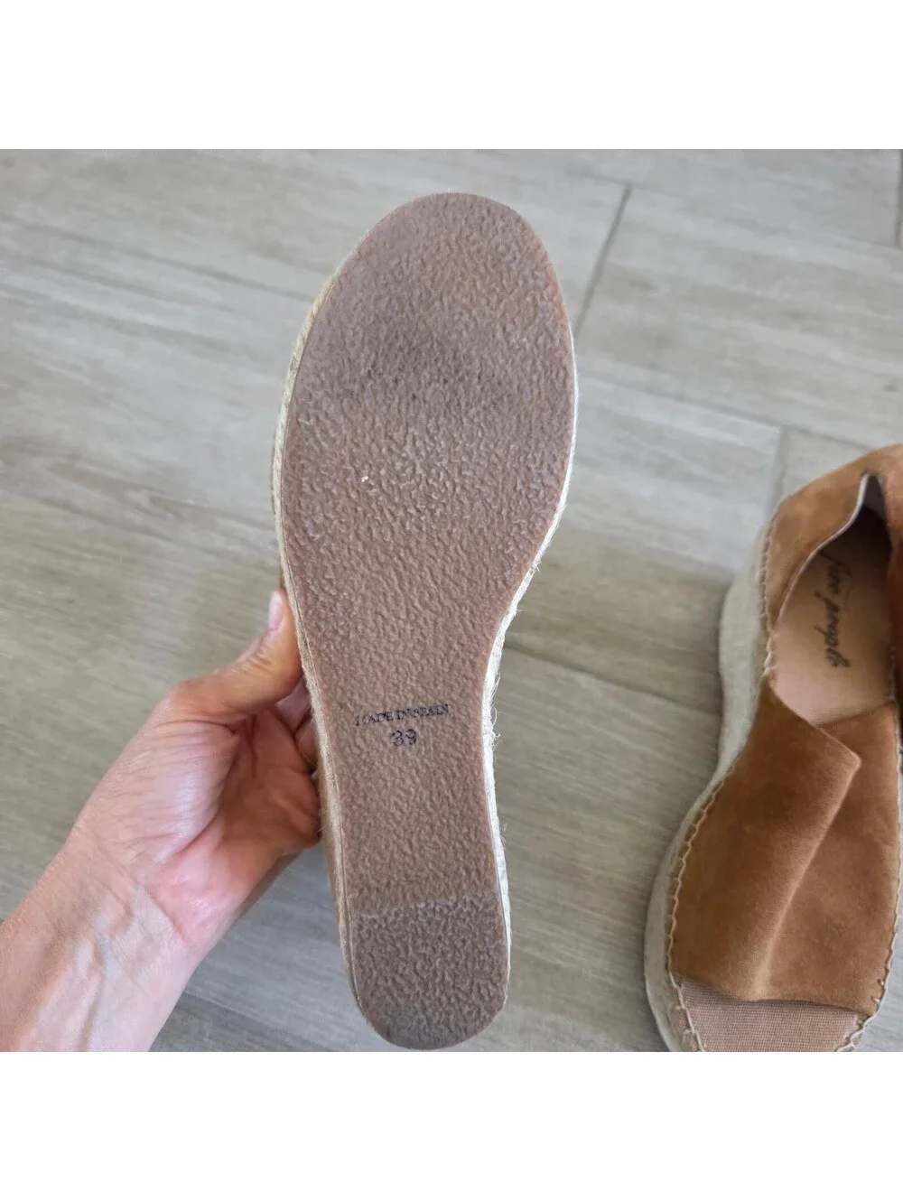 Free People Brown Suede Espadrille Wedge Sandals Size 39